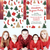 Kerstmis Pyjamafeest Glitter leuke illustratie Kaart