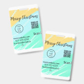 Kerstmis QR-code bedrijf geel groen water Badge (Voor- en achterkant)