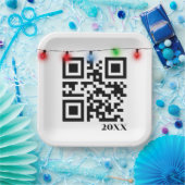 Kerstmis QR-code met kerstverlichting Papieren Bordje (Feest)
