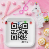 Kerstmis QR-code met kerstverlichting Papieren Bordje (Feest)