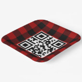 Kerstmis QR-code op Buffalo Plaid Papieren Bordje (Gebogen)