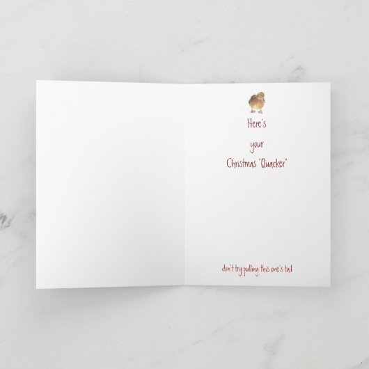 Kerstmis Quacker, de Grappige Humor van de Eend Feestdagen Kaart (Binnen)