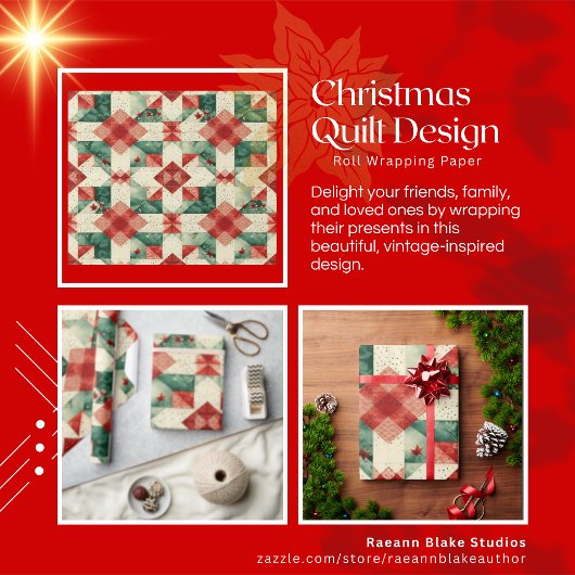 Kerstmis quilt ontwerp inpakpapier