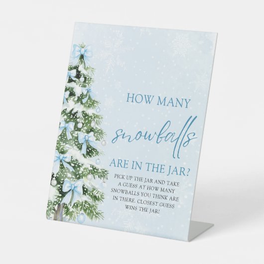 Kerstmis Raad hoeveel sneeuwballen Baby Shower Reclamebord Met Voetstuk (Voorkant)
