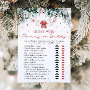 Kerstmis Raad Wie Mama of Papa Baby Shower Spel Kaart