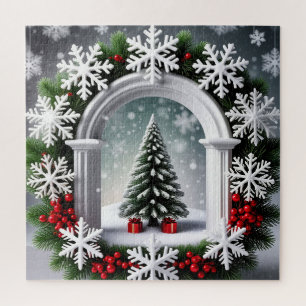 Kerstmis Raam Scene Puzzle Voor Kinderen En Famili Legpuzzel