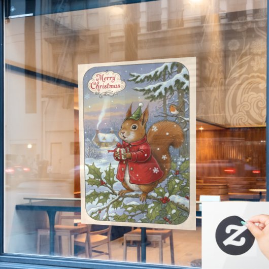 Kerstmis Raamfolie Vintage Raamsticker (Cafe Raam)