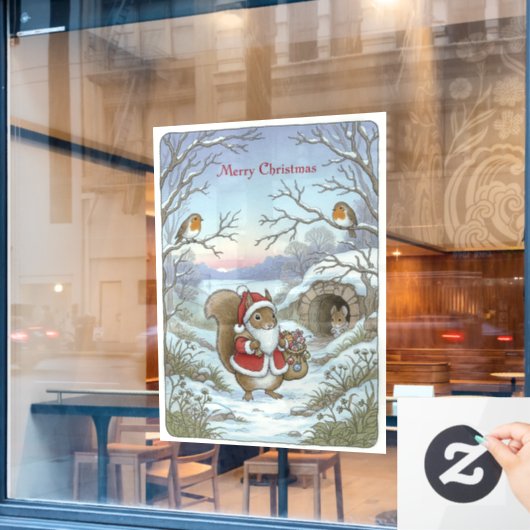 Kerstmis raamfolie vintage raamsticker (Cafe Raam)