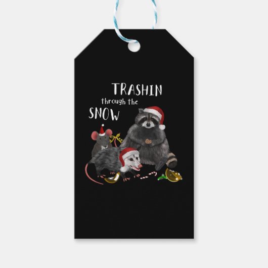 Kerstmis - Racoon Mouse Rat Opossum Cadeaulabel (Voorkant)