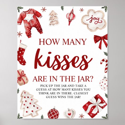 Kerstmis raden hoeveel kussen Baby shower spel Poster (Voorkant)