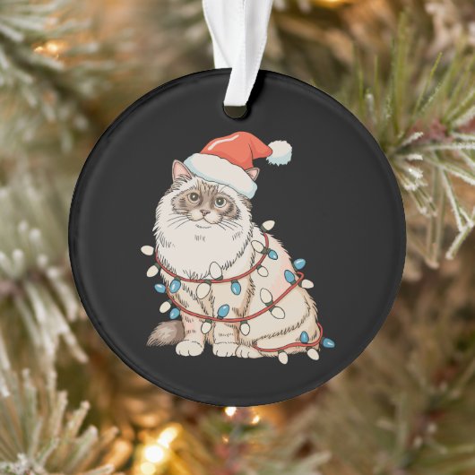 Kerstmis Ragdoll Cute Kat Sinterklaas Hoed Kerst L Ornament (Boom)