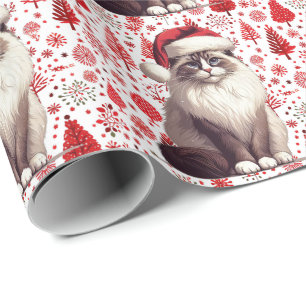 Kerstmis Ragdoll kat, Kerstmis Santa Ragdoll kitte Cadeaupapier