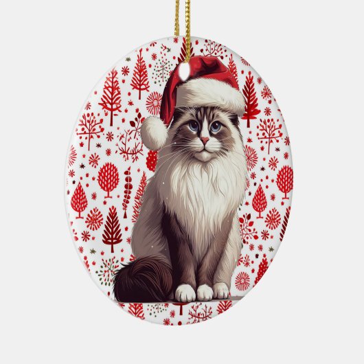Kerstmis Ragdoll kat, Kerstmis Santa Ragdoll kitte Keramisch Ornament (Rechts)