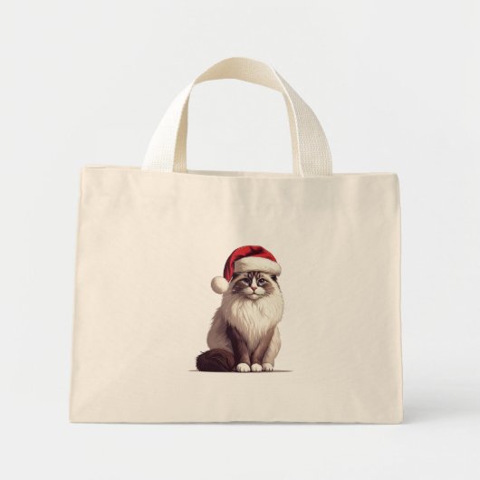 Kerstmis Ragdoll kat, Kerstmis Santa Ragdoll kitte Mini Tote Bag (Voorkant)