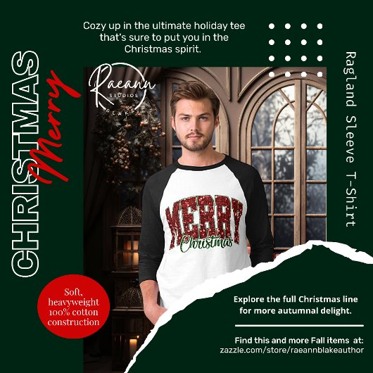 Kerstmis Ragland mouw T-shirt