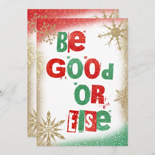 Kerstmis Ransom Rood Groen en Goud Glitter Kaart (Voorkant / Achterkant)