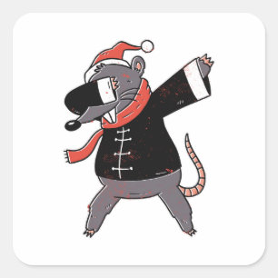 Kerstmis Rat Dabbing Vierkante Sticker