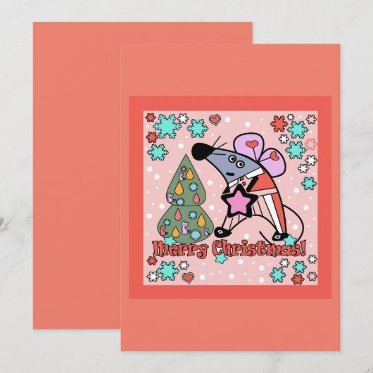 Kerstmis, rat kaart (Voorkant / Achterkant)