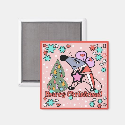 Kerstmis, rat magneet (Voorkant / Achterkant)