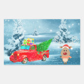 Kerstmis Rechthoekige Sticker (Voorkant)