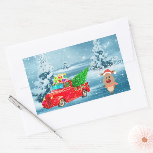 Kerstmis Rechthoekige Sticker (Envelop)