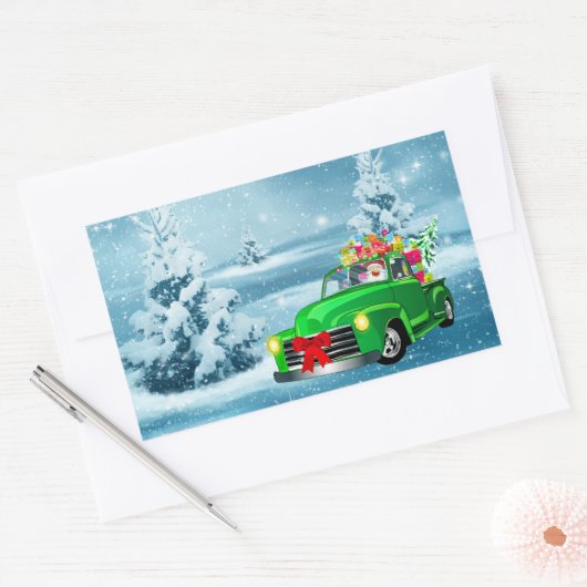 Kerstmis Rechthoekige Sticker (Envelop)