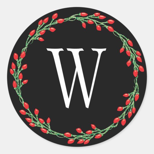 Kerstmis Red Berry vakantie krans Ronde Sticker (Voorkant)