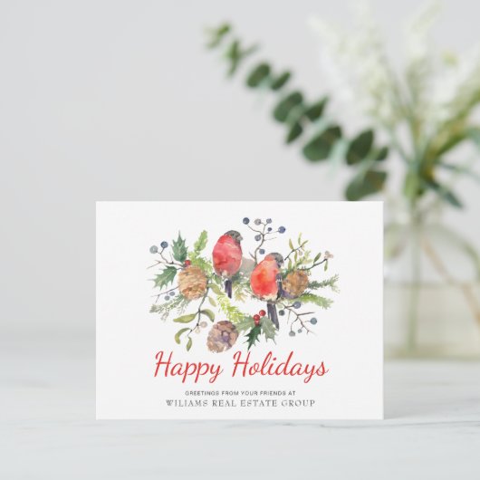 Kerstmis Red Bird Vakantie Corporate Groet Briefkaart (Staand voorkant)