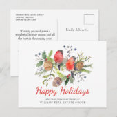 Kerstmis Red Bird Vakantie Corporate Groet Briefkaart (Voorkant / Achterkant)