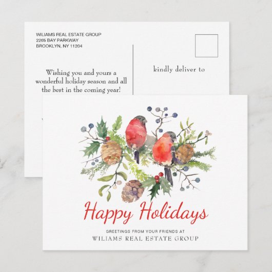 Kerstmis Red Bird Vakantie Corporate Groet Briefkaart (Voorkant / Achterkant)