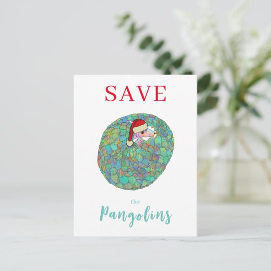 Kerstmis Red de Schubdier Aardige Dieren Feestdagenkaart (Staand voorkant)