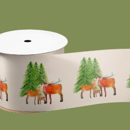 Kerstmis Red Deer Familie Satijnen Lint