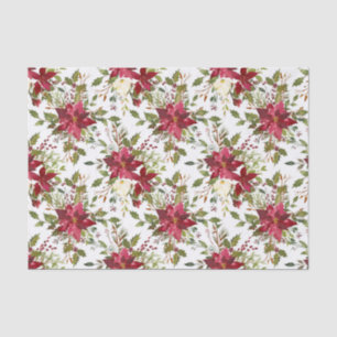 Kerstmis: Red Elegant Holiday Floral Tissuepapier