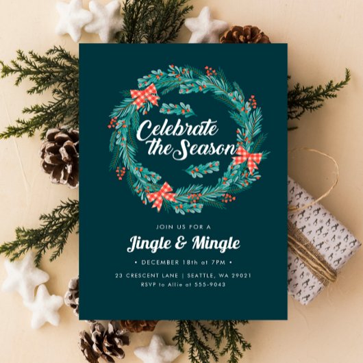 Kerstmis: Red Gingham Holiday Party Kaart