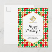 Kerstmis: Red Gold Green Polka Dots Business Briefkaart (Voorkant / Achterkant)
