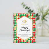 Kerstmis: Red Gold Green Polka Dots Business Briefkaart (Staand voorkant)