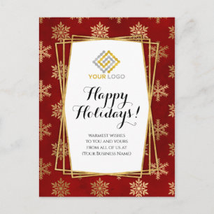 Kerstmis: Red Gold Snowflakes Business Briefkaart