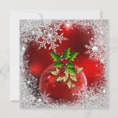 Kerstmis: Red Holly Bauble Holiday Party Snowflake Kaart (Achterkant)