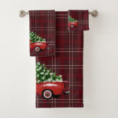 Kerstmis |  Red Pickup Truck Bad Handdoek (Insitu)