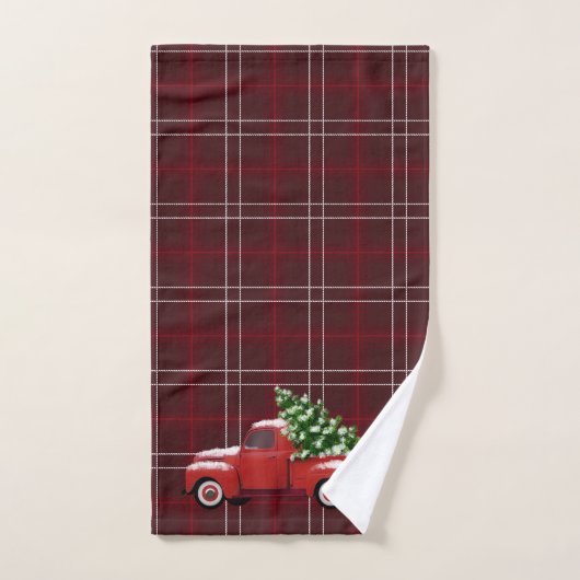 Kerstmis | Red Pickup Truck Bad Handdoek (Handdoek)