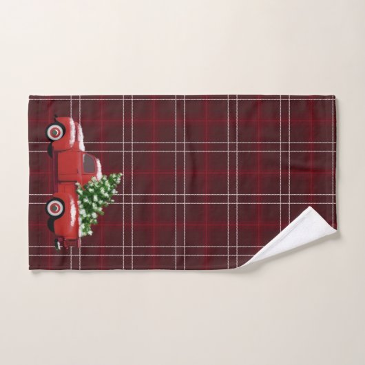 Kerstmis | Red Pickup Truck Bad Handdoek (Handdoek)
