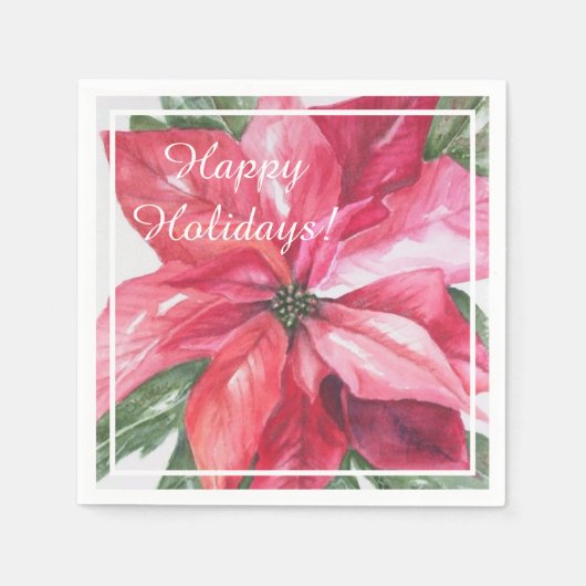 Kerstmis: Red Poinsettia Servet (Voorkant)