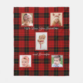 Kerstmis, Red Tartan Pset, aangepaste foto's Fleece Deken (Voorkant)