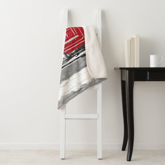 Kerstmis  Red Truck Familienaam Rustic Sherpa Deken (In situ)