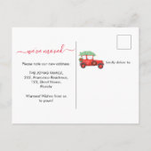 Kerstmis Red Truck Home Moving Holiday Aankondigingskaart (Achterkant)