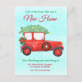 Kerstmis Red Truck Home Moving Holiday Aankondigingskaart (Voorkant)