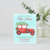 Kerstmis Red Truck Home Moving Holiday Aankondigingskaart (Staand voorkant)