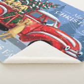 Kerstmis  Red Truck met Dogs Familienaam Sherpa Deken (3/4)