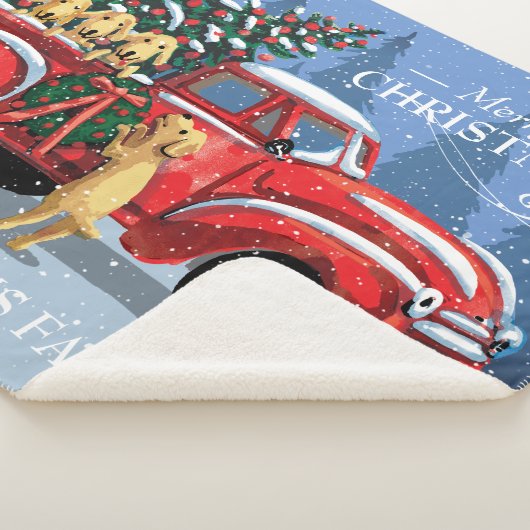 Kerstmis  Red Truck met Dogs Familienaam Sherpa Deken (3/4)