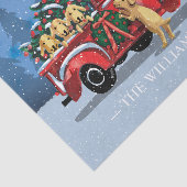 Kerstmis  Red Truck met Dogs Familienaam Tissuepapier (Detail)